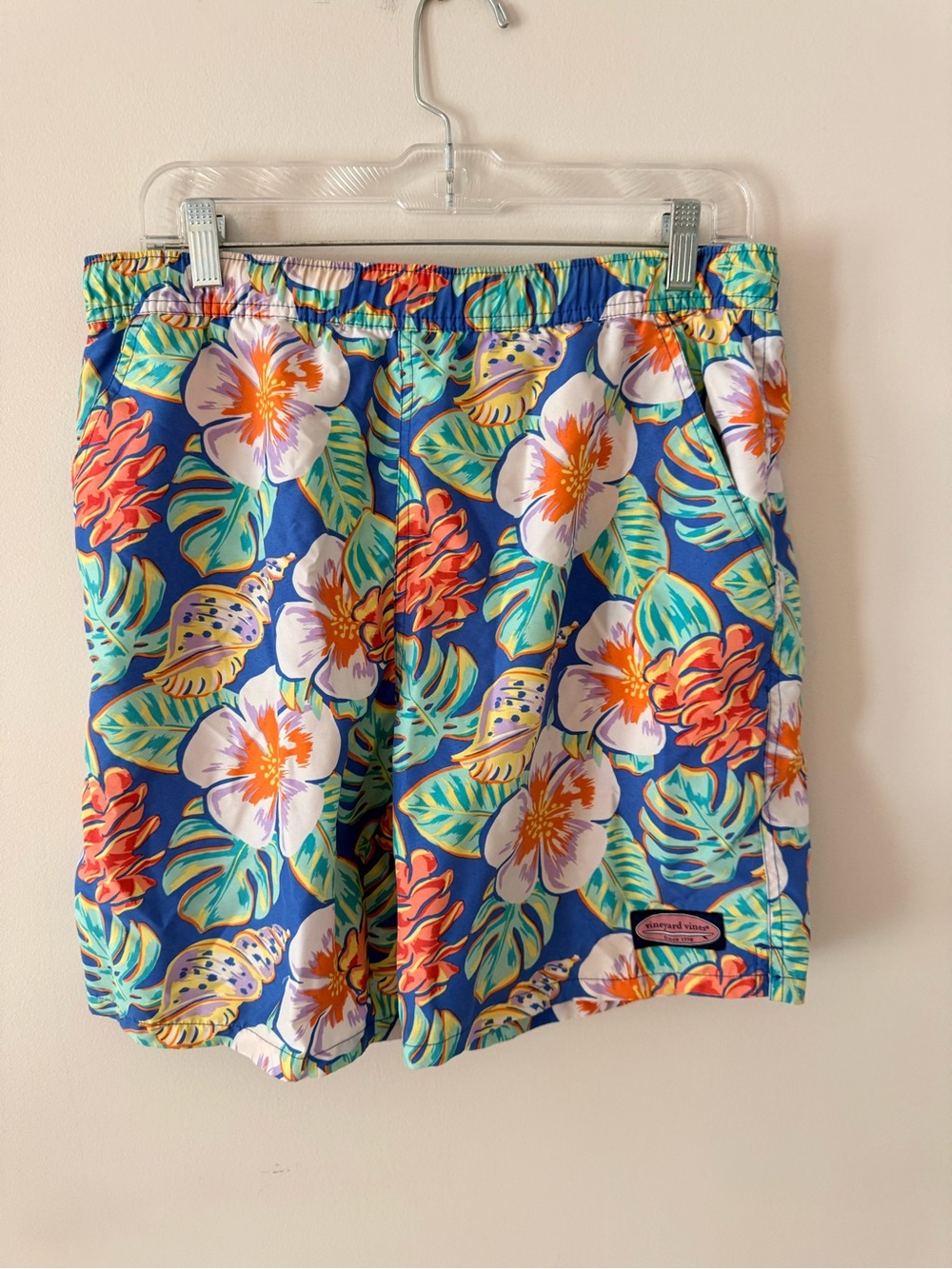 Vineyard Vines Blue Tropical Floral Swim Trunks